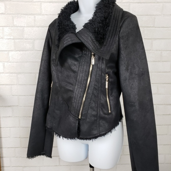 Jennifer Lopez Jackets & Blazers - Jennifer lopez faux fur suede in black motto style